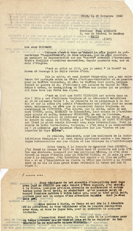 Lettre à P. Gordeaux